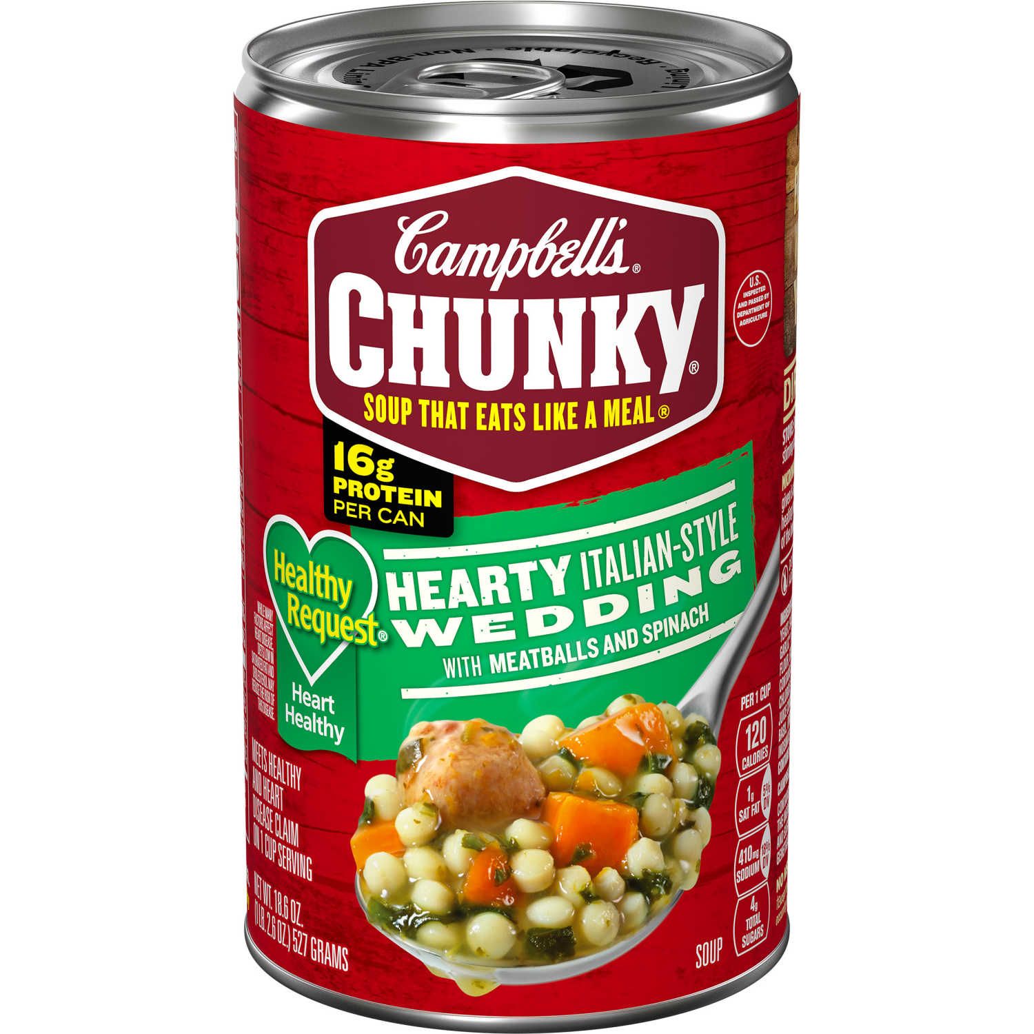 slide 1 of 5, Campbell's Hearty Italian Wedding Soup with Meatballs and Spinach, 18.600 oz