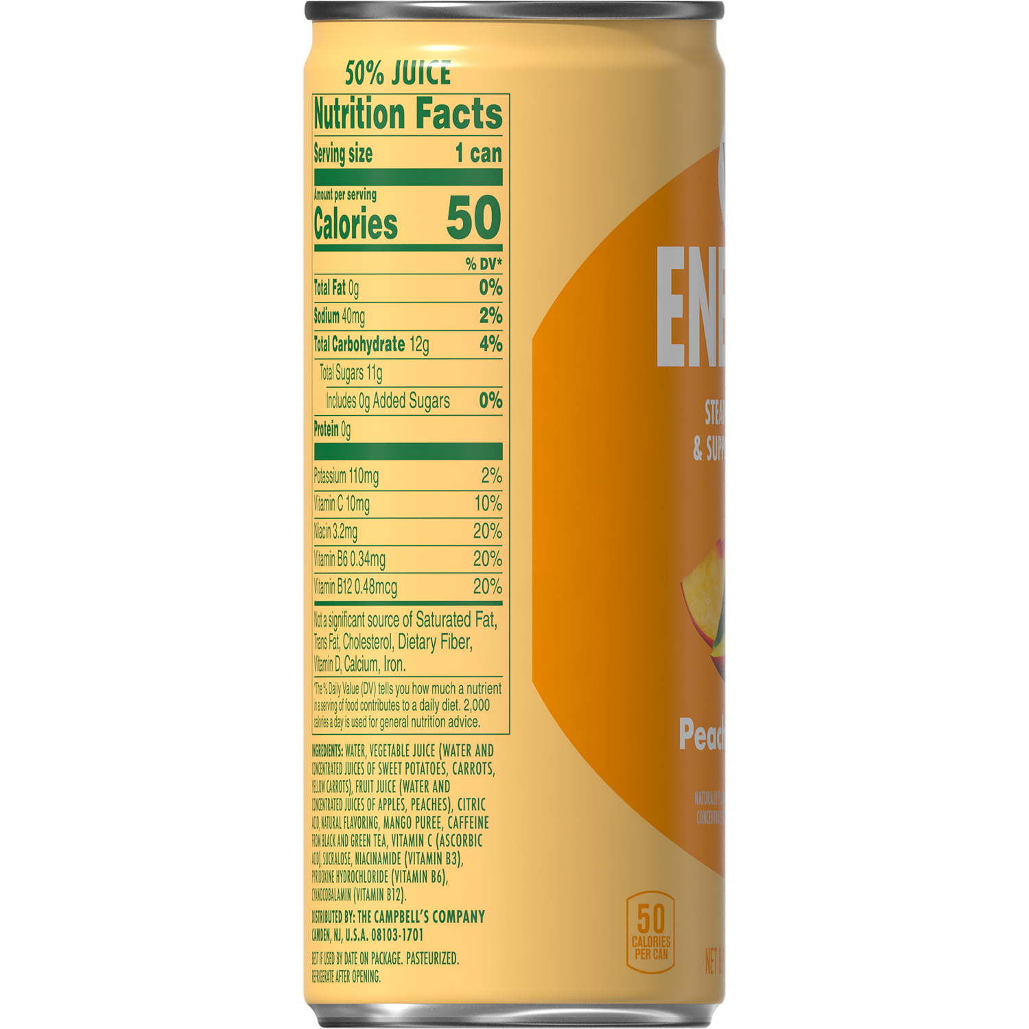 slide 2 of 8, V8 Energy Peach Mango Energy Drink, 8 fl oz Can, 8 oz