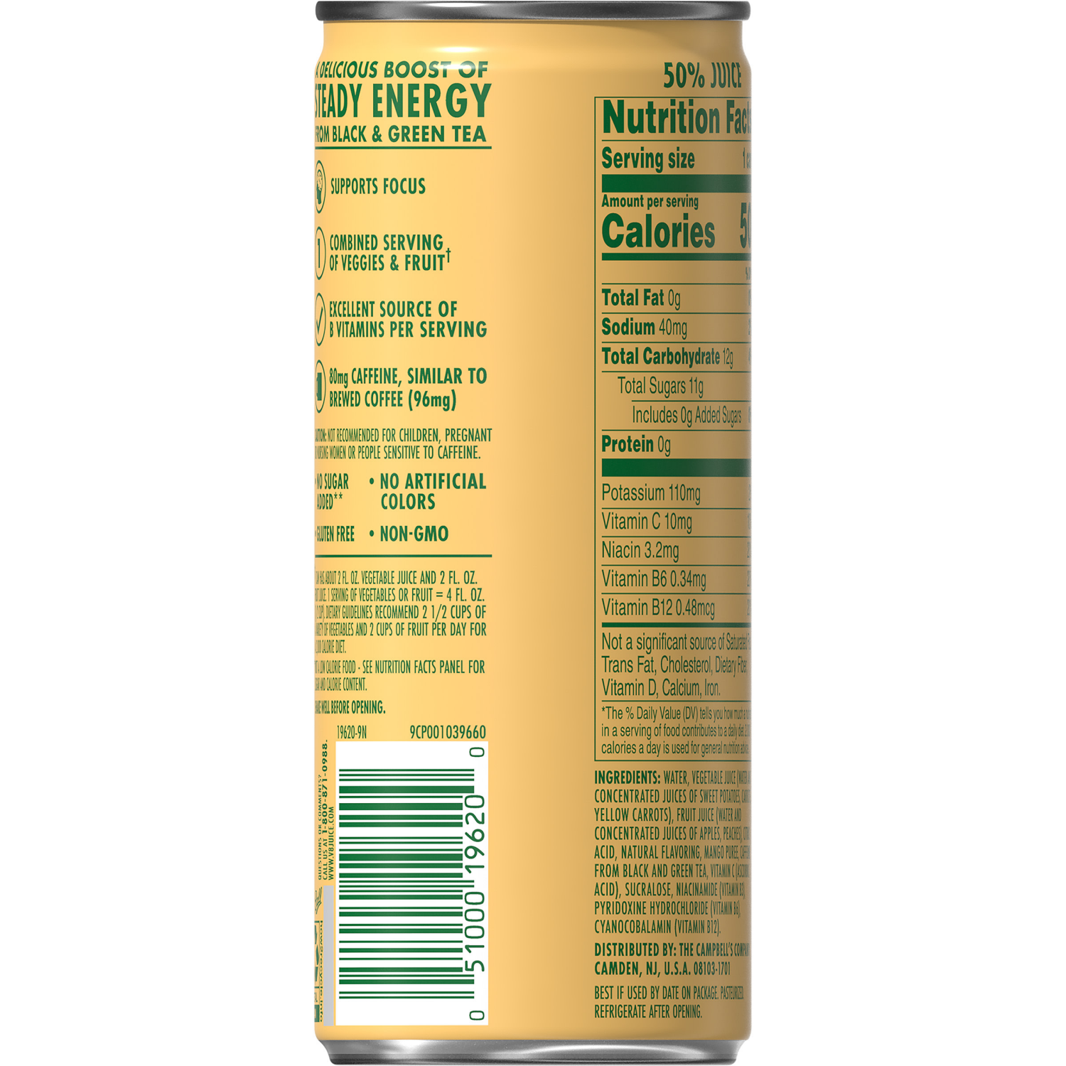 slide 8 of 8, V8 Energy Peach Mango Energy Drink, 8 fl oz Can, 8 oz