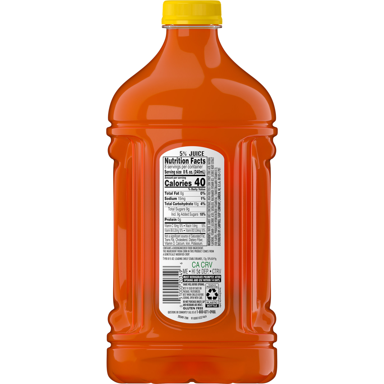 slide 7 of 7, V8 Splash Orange Pineapple Flavored Beverage, 64 fl oz Bottle, 64.000 fl oz