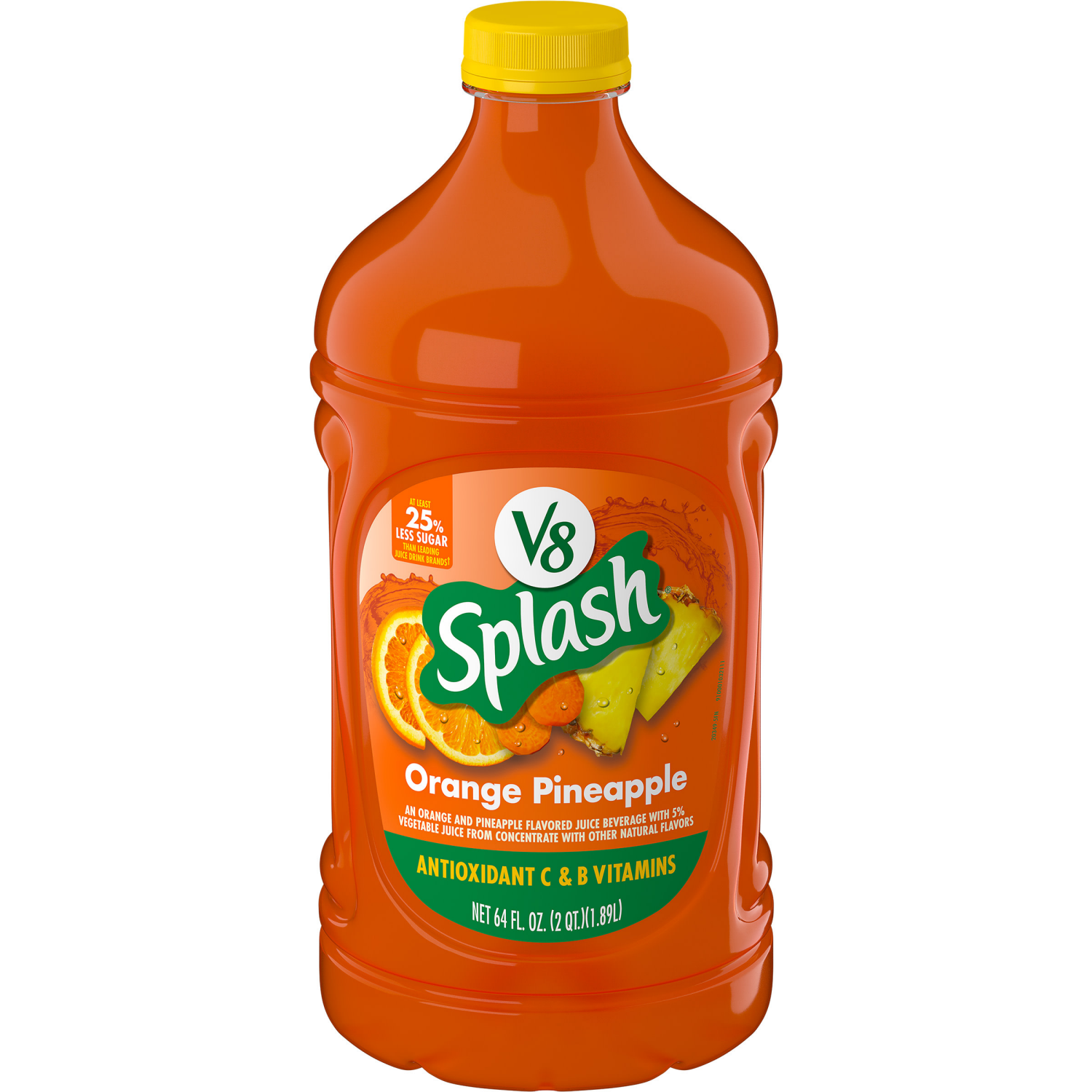 slide 1 of 7, V8 Splash Orange Pineapple Flavored Beverage, 64 fl oz Bottle, 64.000 fl oz