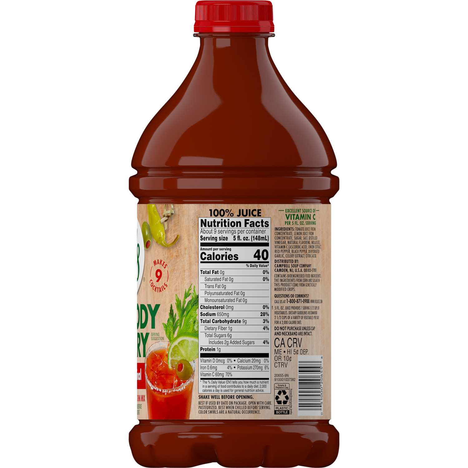 slide 2 of 5, V8 Original Bloody Mary Mix, 46.000 fl oz