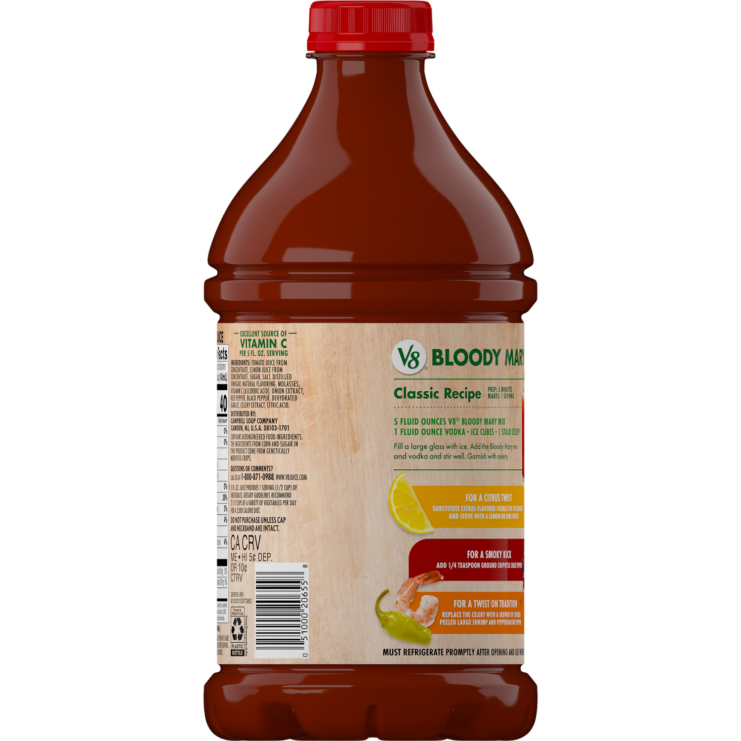 slide 5 of 5, V8 Original Bloody Mary Mix, 46.000 fl oz