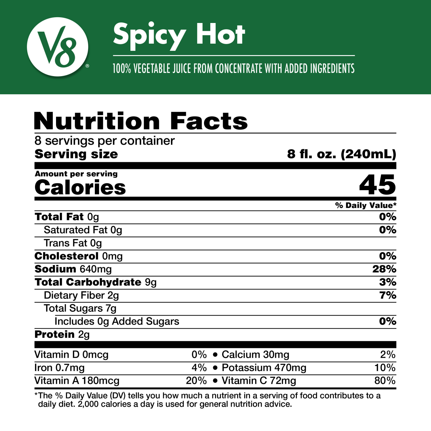 slide 3 of 5, V8 Spicy Hot 100% Vegetable Juice, 64.000 fl oz