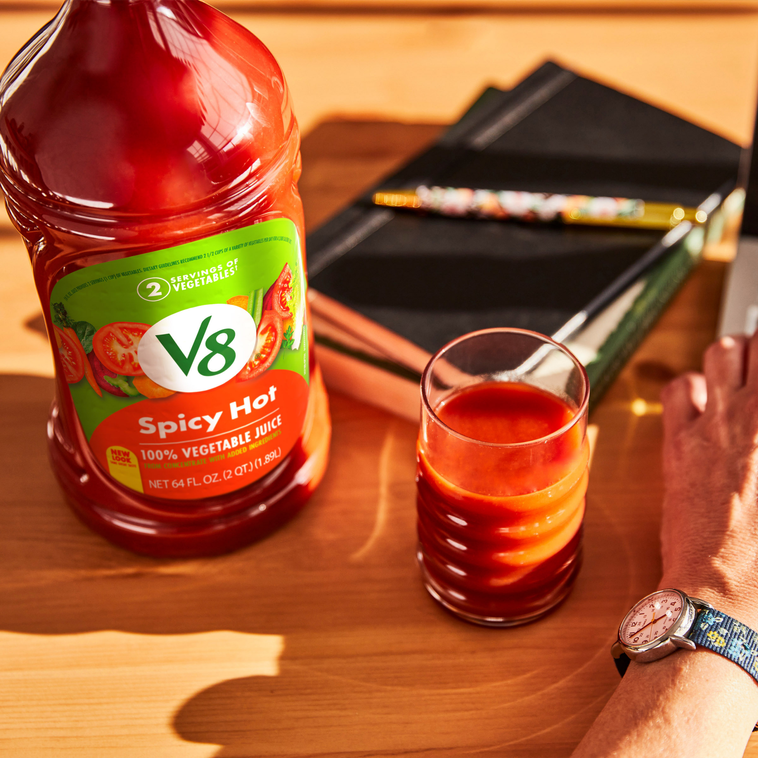slide 4 of 5, V8 Spicy Hot 100% Vegetable Juice, 64.000 fl oz
