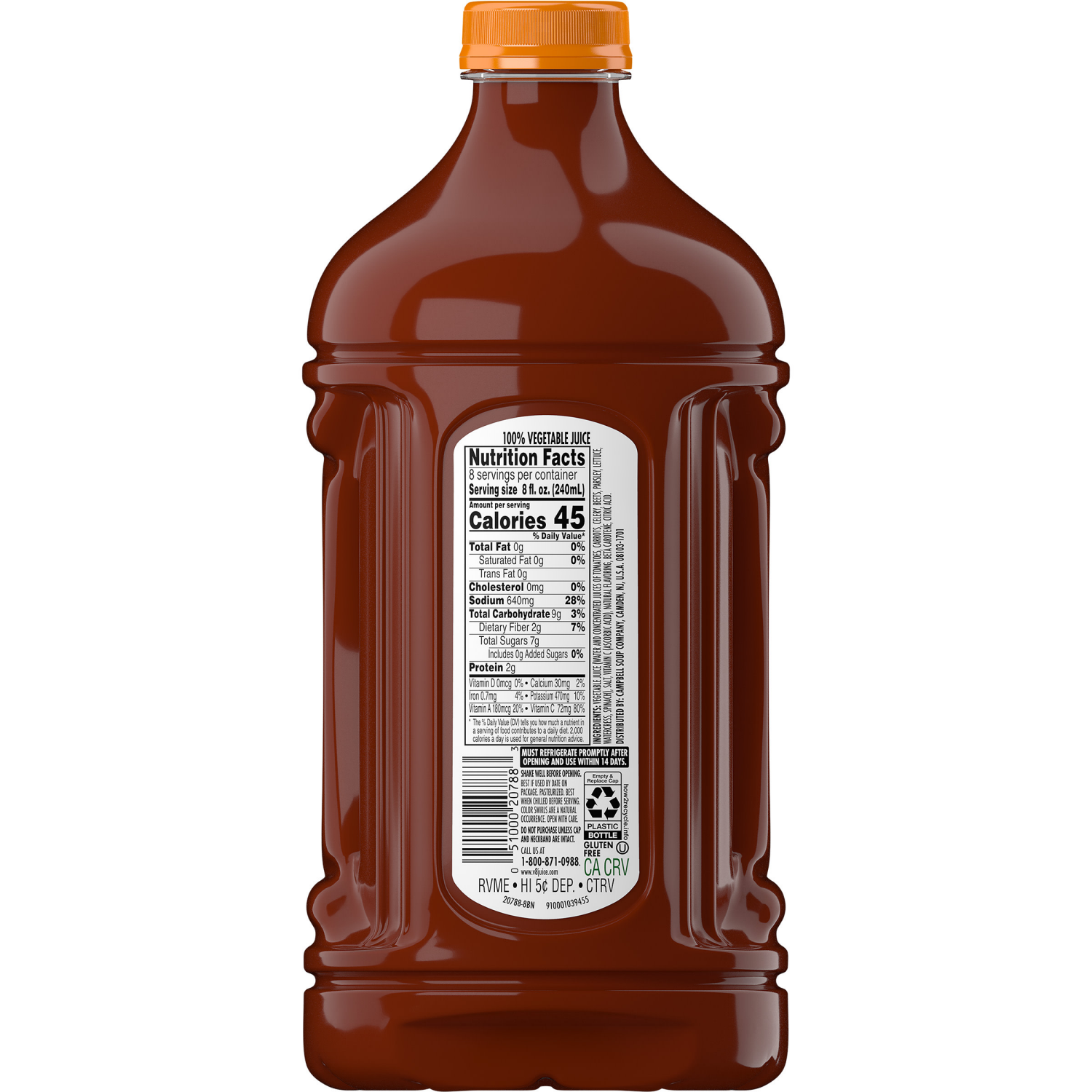 slide 5 of 5, V8 Spicy Hot 100% Vegetable Juice, 64.000 fl oz