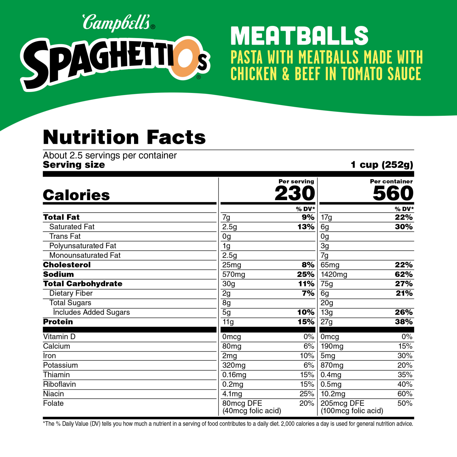 slide 4 of 8, Campbell's SpaghettiOs Canned Pasta with Meatballs, 22.2 oz Can, 22.200 oz