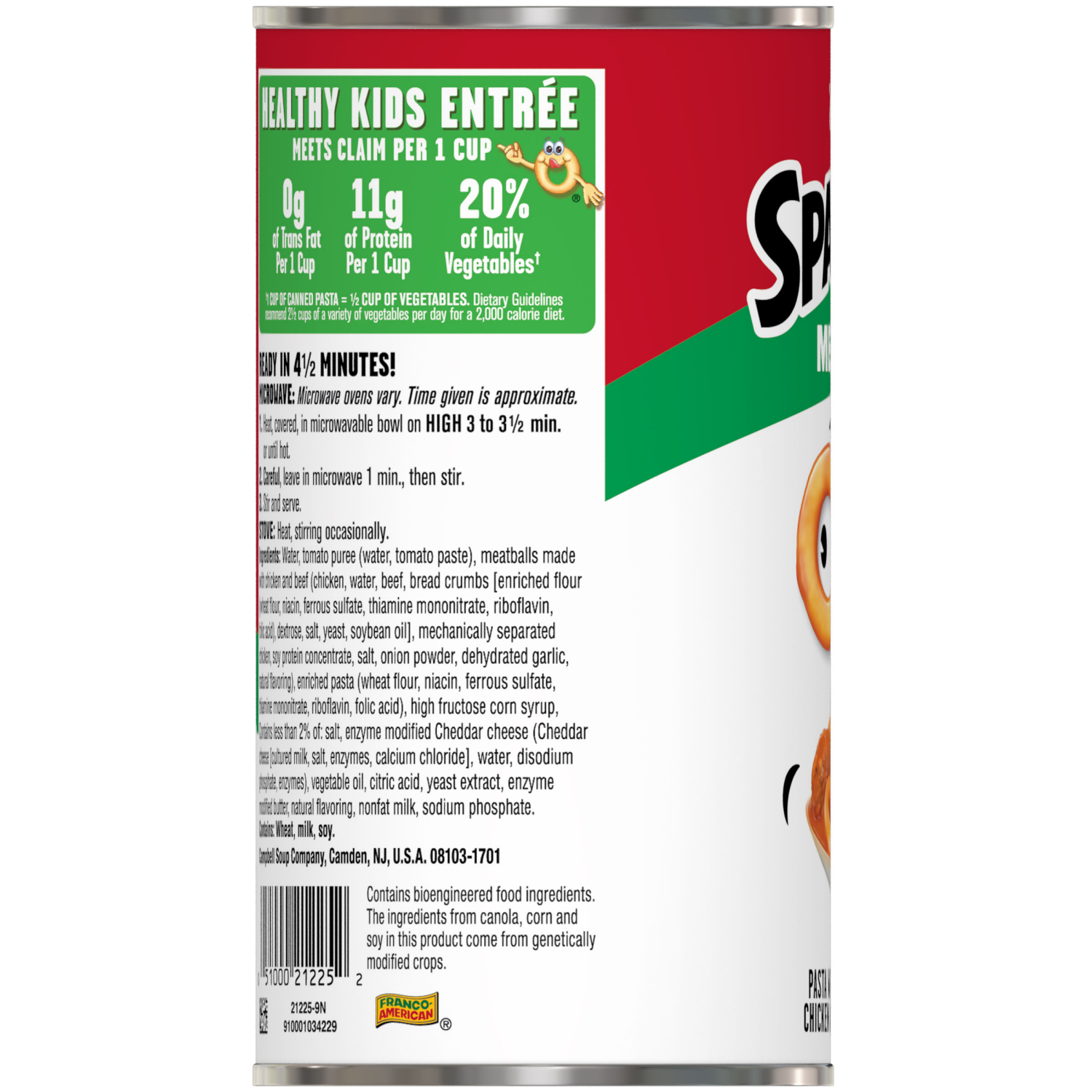 slide 3 of 8, Campbell's SpaghettiOs Canned Pasta with Meatballs, 22.2 oz Can, 22.200 oz