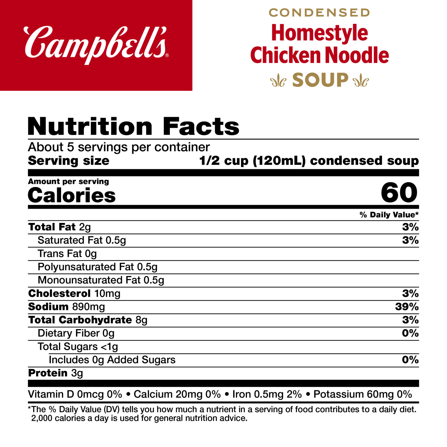 slide 2 of 7, Campbell's Campbell’s Condensed Homestyle Chicken Noodle Soup, 22.2 oz Family Size Can, 22.200 oz