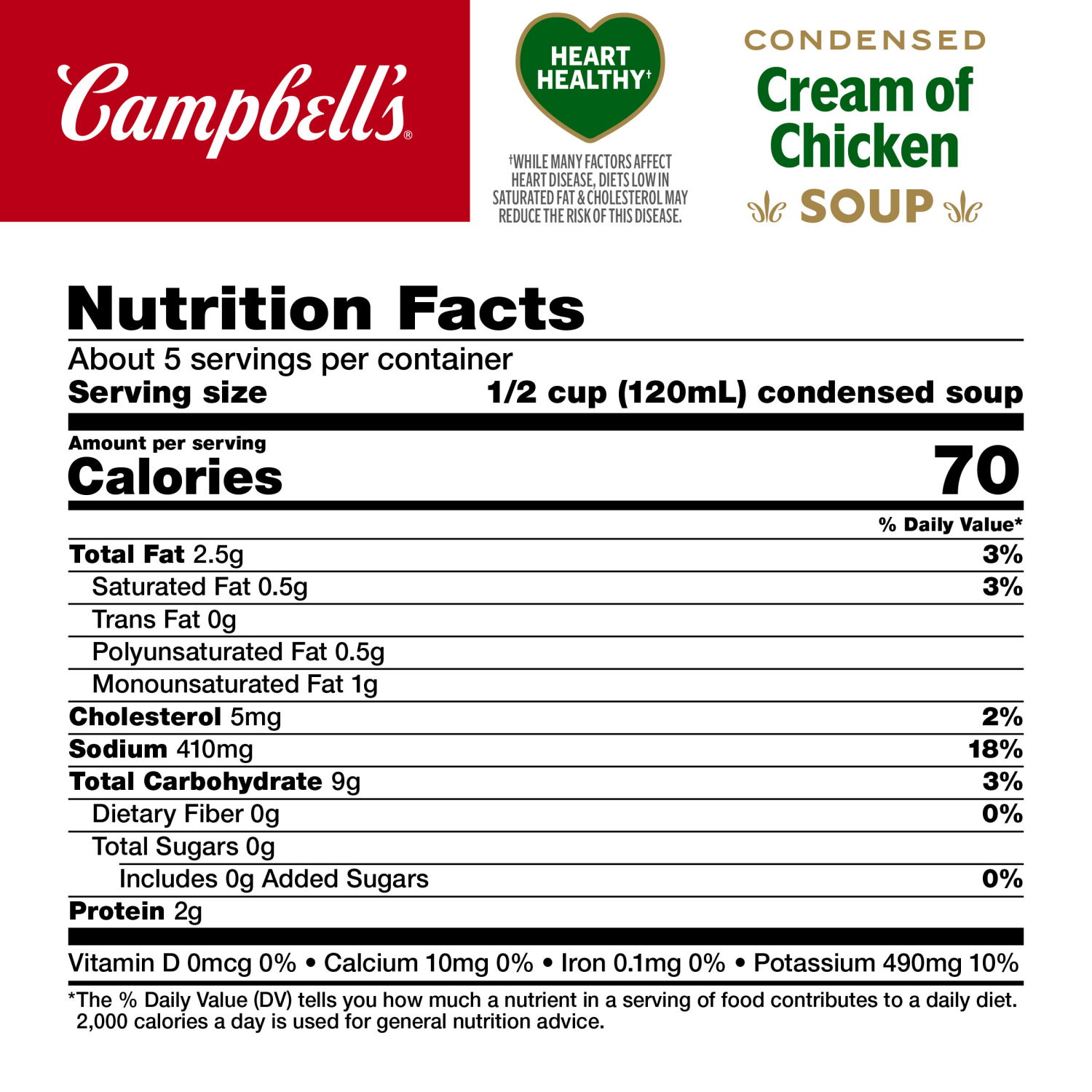 slide 2 of 7, Campbell's Condensed Heart Healthy Cream of Chicken Soup, 22.6 oz Family Size Can, 22.600 oz