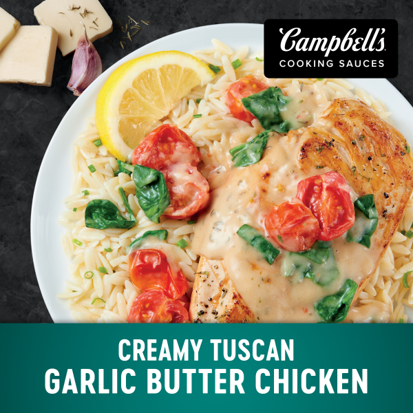 slide 4 of 29, Campbell's Cooking Sauces, Creamy Garlic Butter Sauce, 12 Oz Pouch, 12 oz