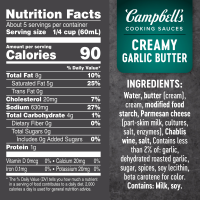 slide 25 of 29, Campbell's Cooking Sauces, Creamy Garlic Butter Sauce, 12 Oz Pouch, 12 oz