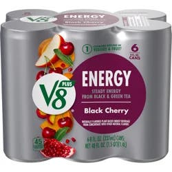 V8 Energy Black Cherry Energy Drink, 8 fl oz Can (6 Pack)