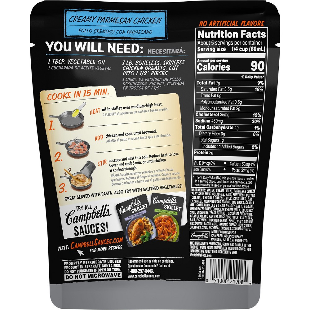 slide 4 of 5, Campbell's Cooking Sauces, Creamy Parmesan Sauce, 11 Oz Pouch, 11 oz