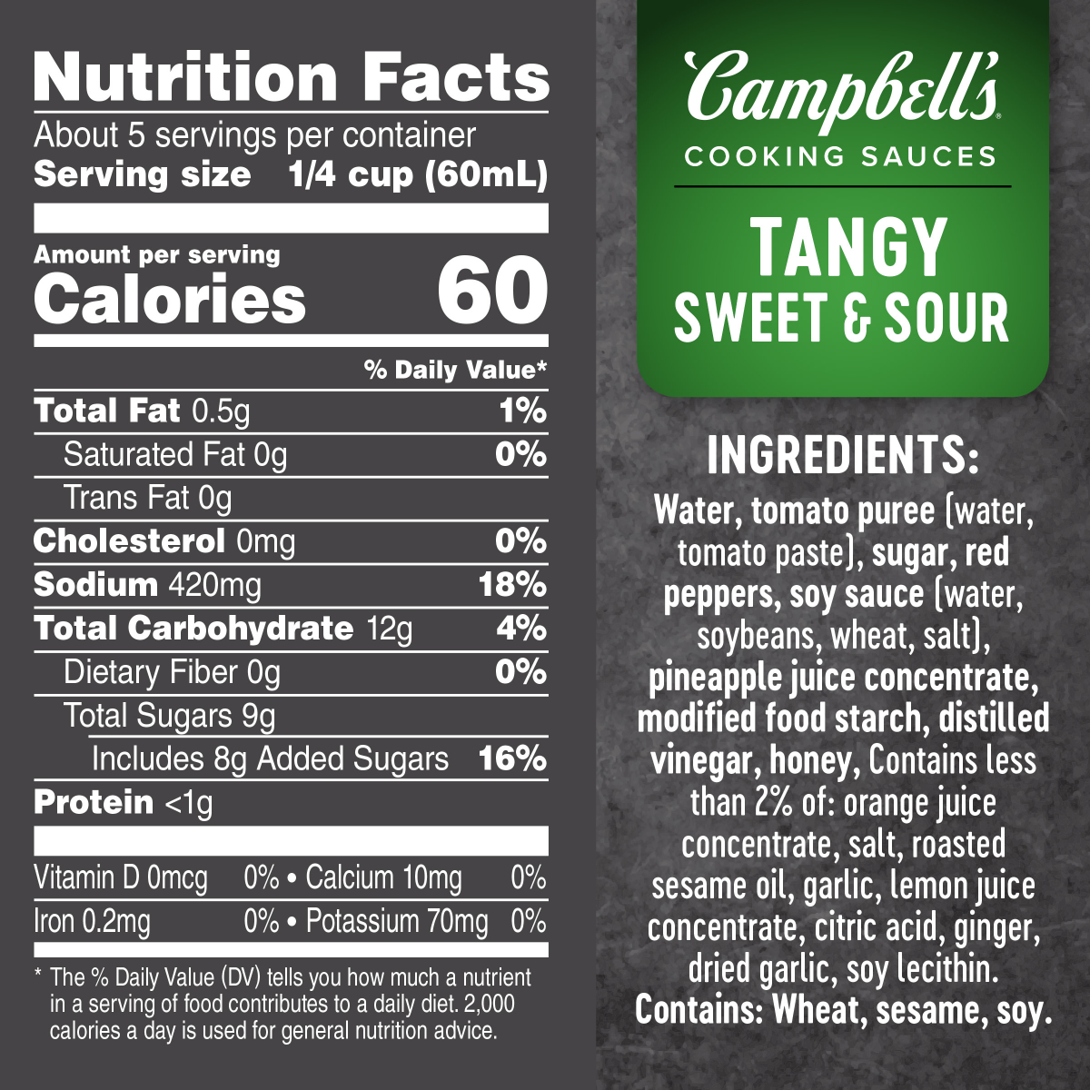 slide 8 of 8, Campbell's Tangy Sweet and Sour Cooking Sauce, 11.000 oz
