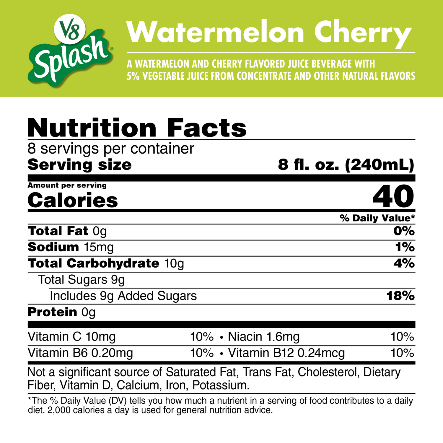 slide 5 of 8, V8 Splash Watermelon Cherry Beverage, 64 fl oz Bottle, 64.000 fl oz