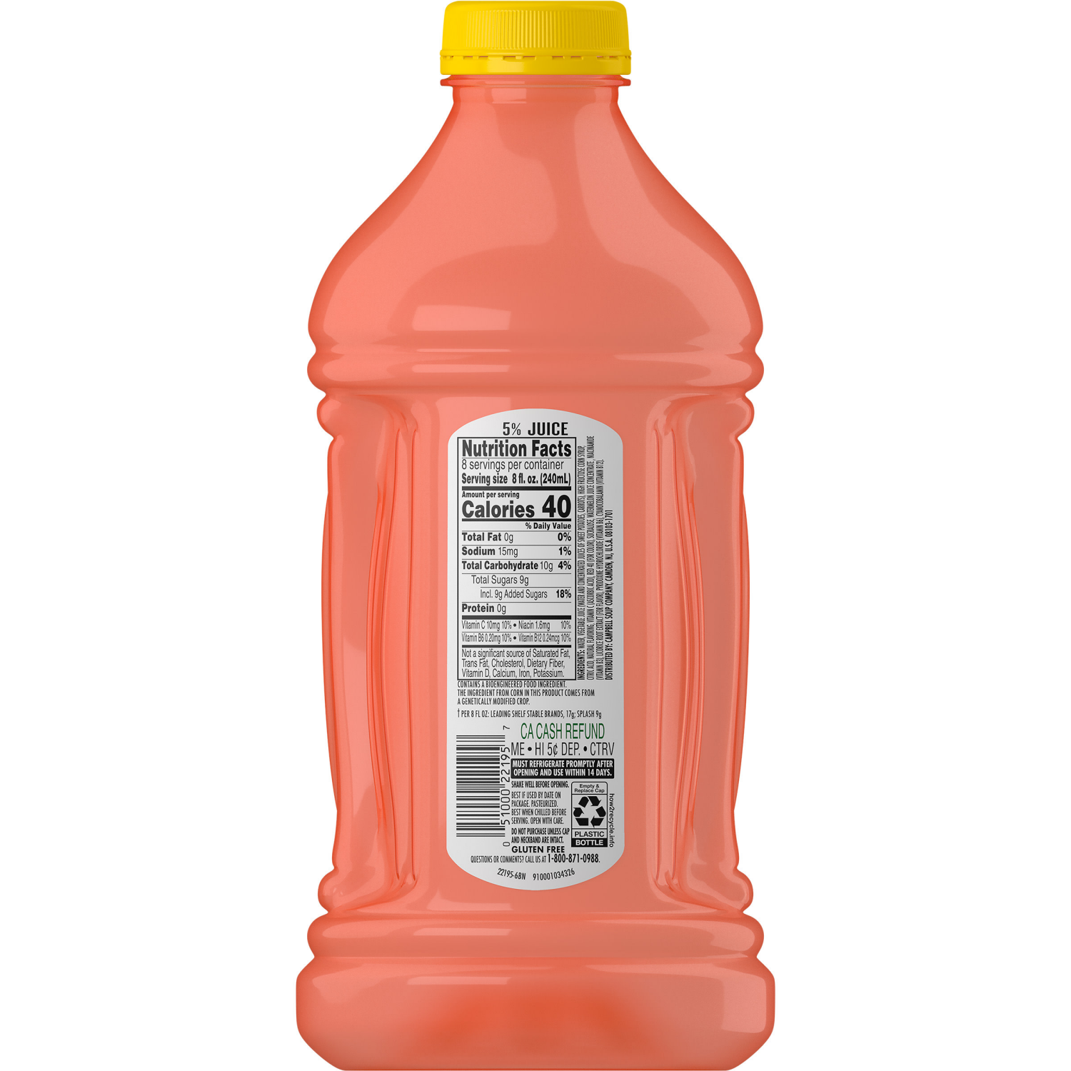 slide 8 of 8, V8 Splash Watermelon Cherry Beverage, 64 fl oz Bottle, 64.000 fl oz