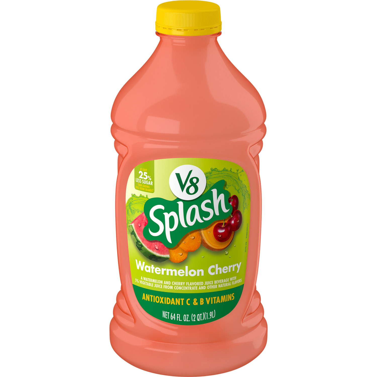 slide 1 of 8, V8 Splash Watermelon Cherry Beverage, 64 fl oz Bottle, 64.000 fl oz