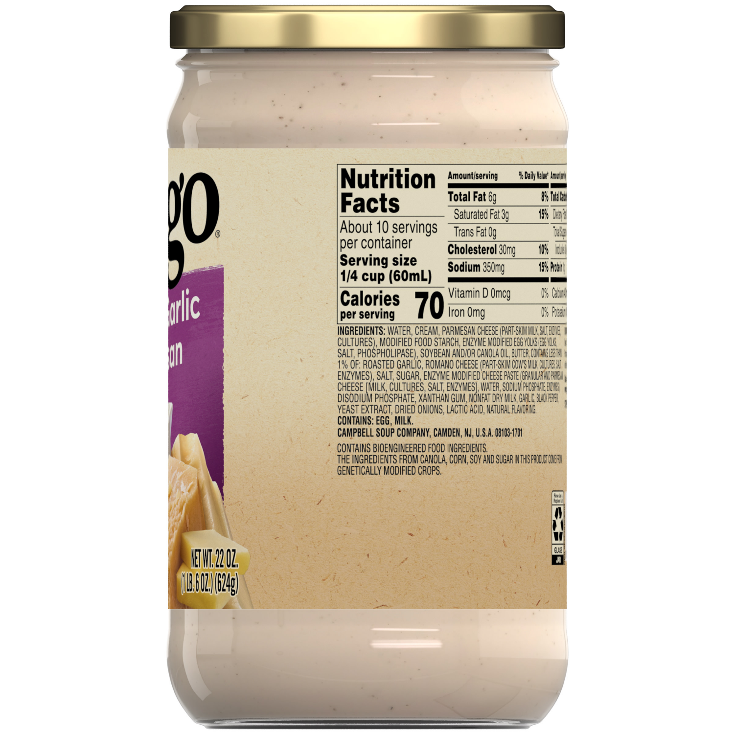 slide 2 of 8, Prego Alfredo Sauce with Roasted Garlic and Parmesan Cheese, 22.000 oz