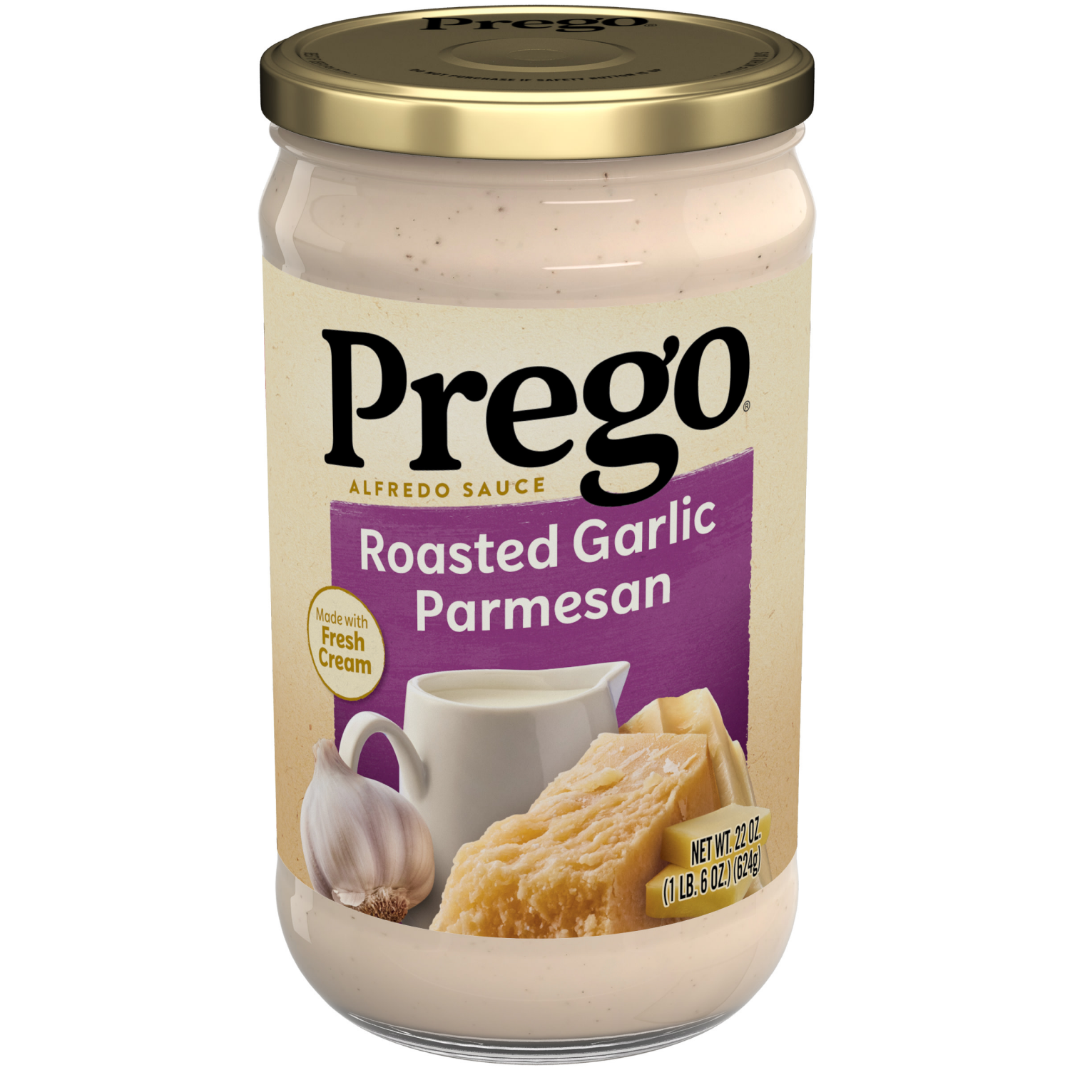 slide 1 of 8, Prego Alfredo Sauce with Roasted Garlic and Parmesan Cheese, 22.000 oz
