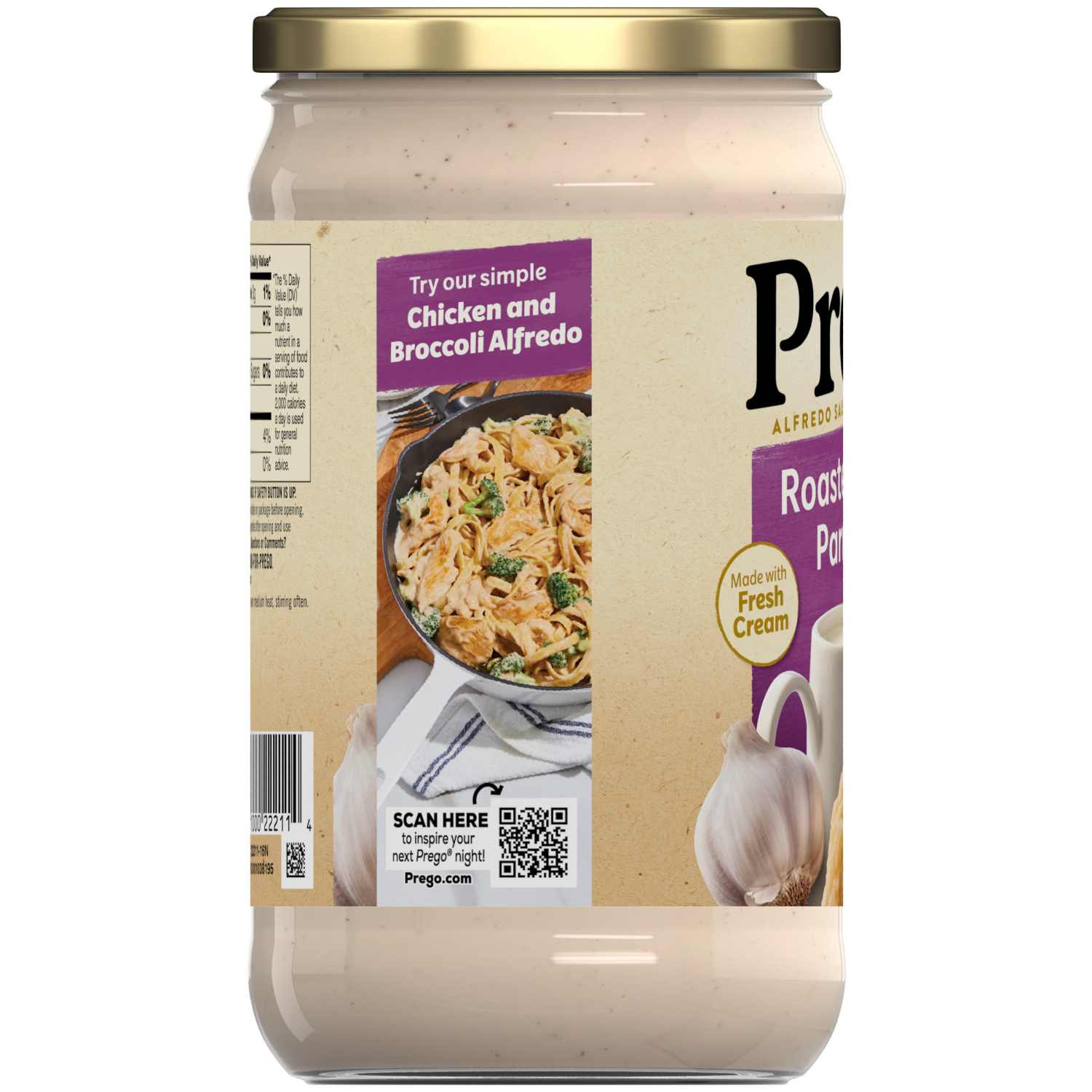 slide 3 of 8, Prego Alfredo Sauce with Roasted Garlic and Parmesan Cheese, 22.000 oz