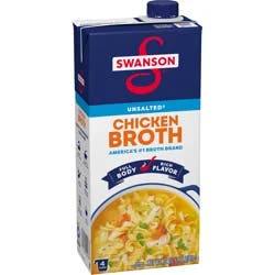 Swanson Unsalted Chicken Broth, 32 oz Carton