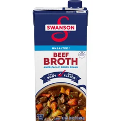 Swanson Unsalted Beef Broth, 32 oz Carton