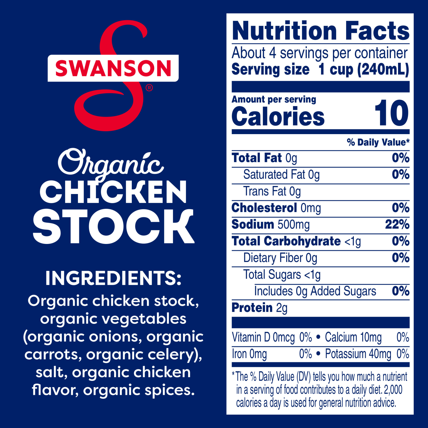 slide 4 of 8, Swanson Organic Chicken Stock, 32 oz Carton, 32 oz