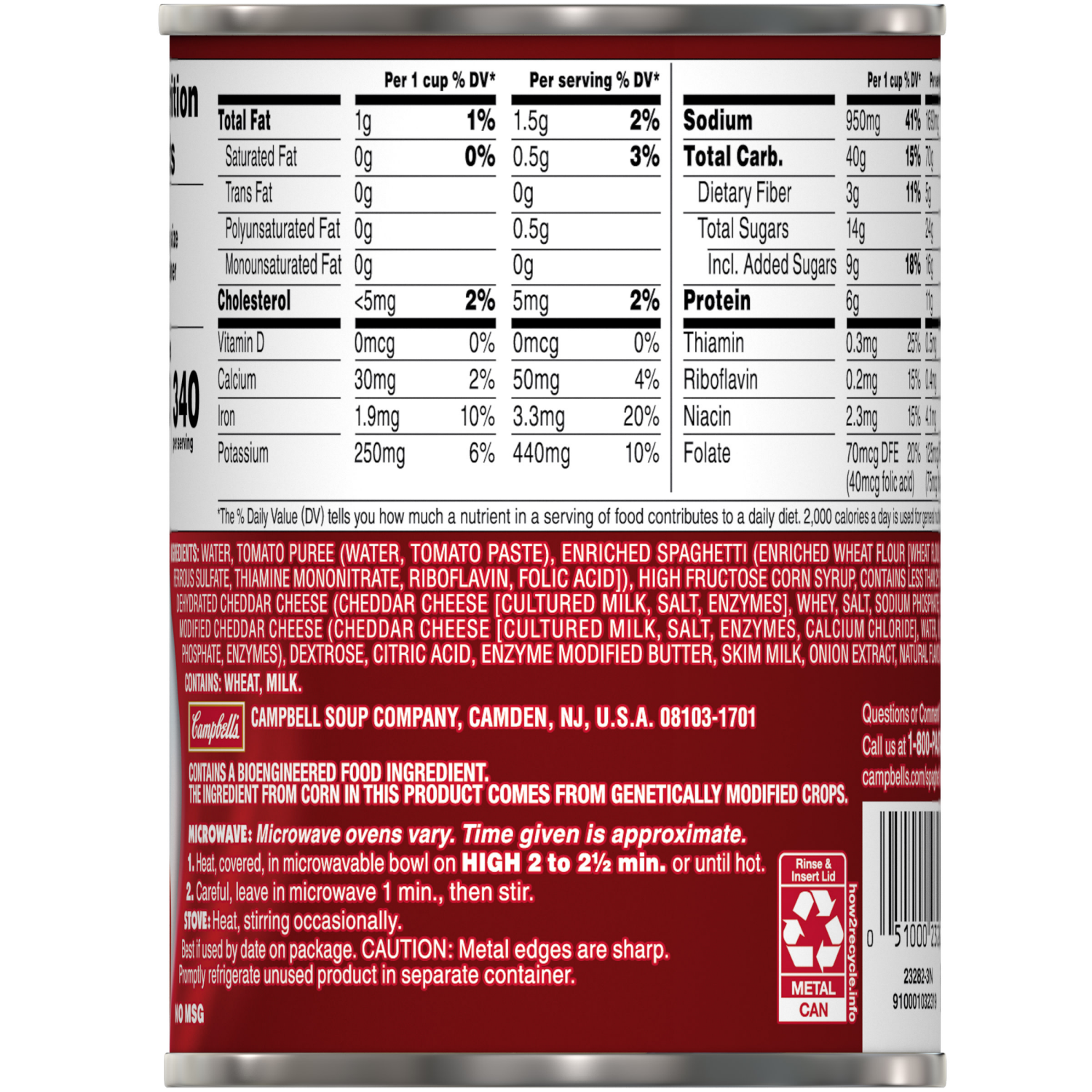 slide 5 of 8, Campbell's Spaghetti in Tomato Sauce with Cheese, 15.8 oz Can, 15.800 oz