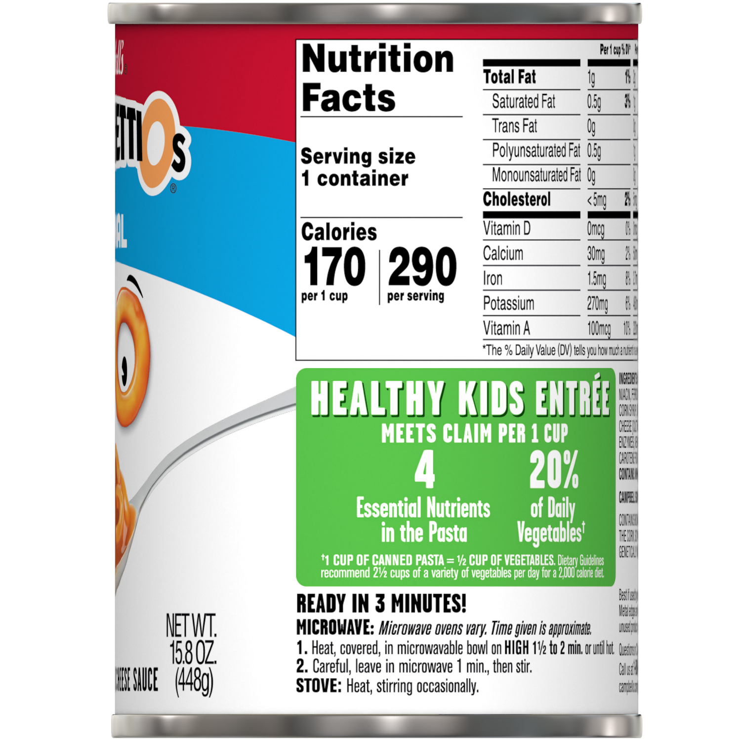 slide 2 of 8, Campbell's SpaghettiOs Original Canned Pasta, 15.8 oz Can, 15.800 oz