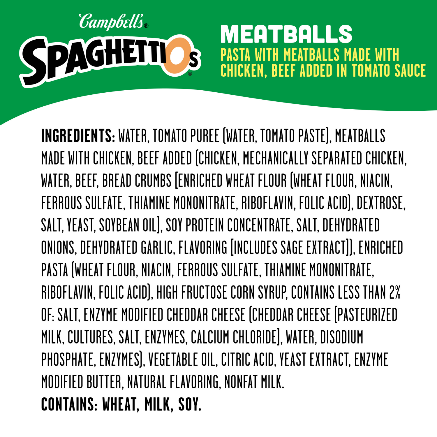 slide 8 of 8, Campbell's SpaghettiOs Canned Pasta with Meatballs, 15.6 oz Can, 15.600 oz