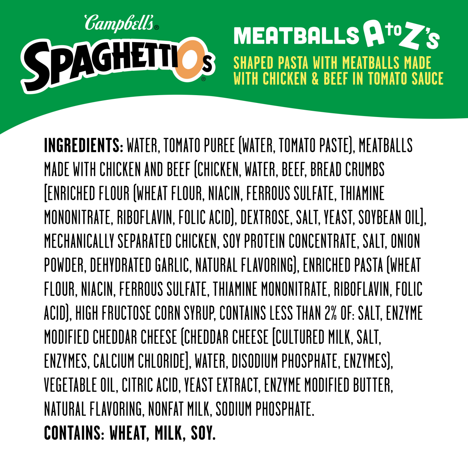 slide 8 of 8, Campbell's SpaghettiOs A to Z's Canned Pasta with Meatballs, 15.6 oz Can, 15.600 oz