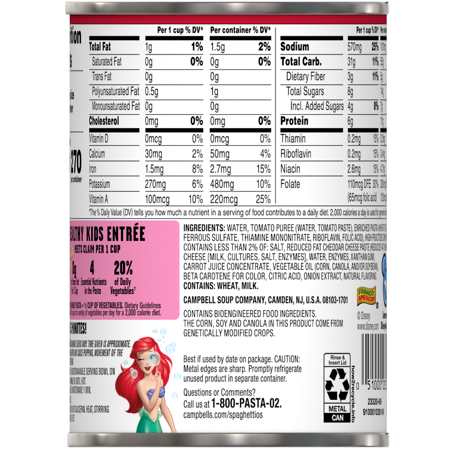 slide 4 of 5, Campbell's Original Disney Princess Cool Shapes Canned Pasta, 15.800 oz