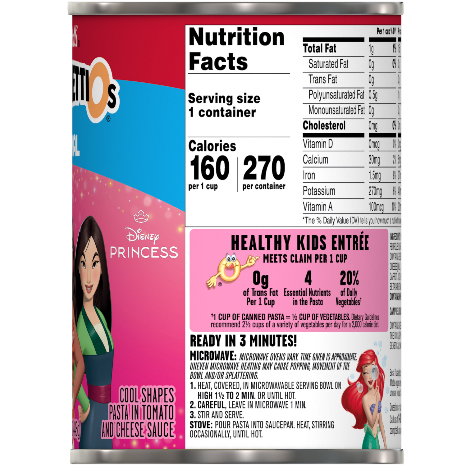 slide 5 of 5, Campbell's Original Disney Princess Cool Shapes Canned Pasta, 15.800 oz