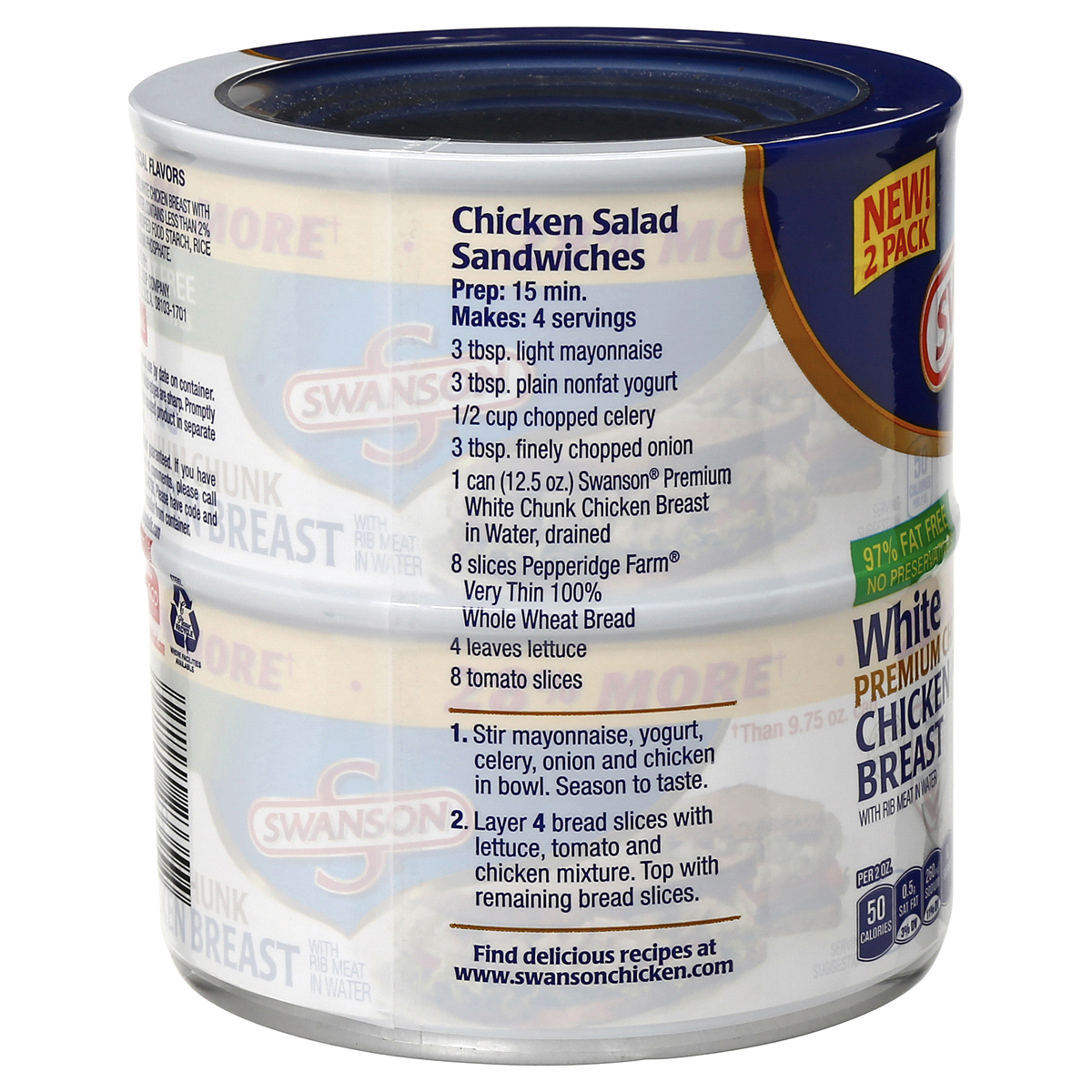 slide 2 of 3, Swanson White Premium Chunk Chicken Breast, 2 Cans, 25 oz