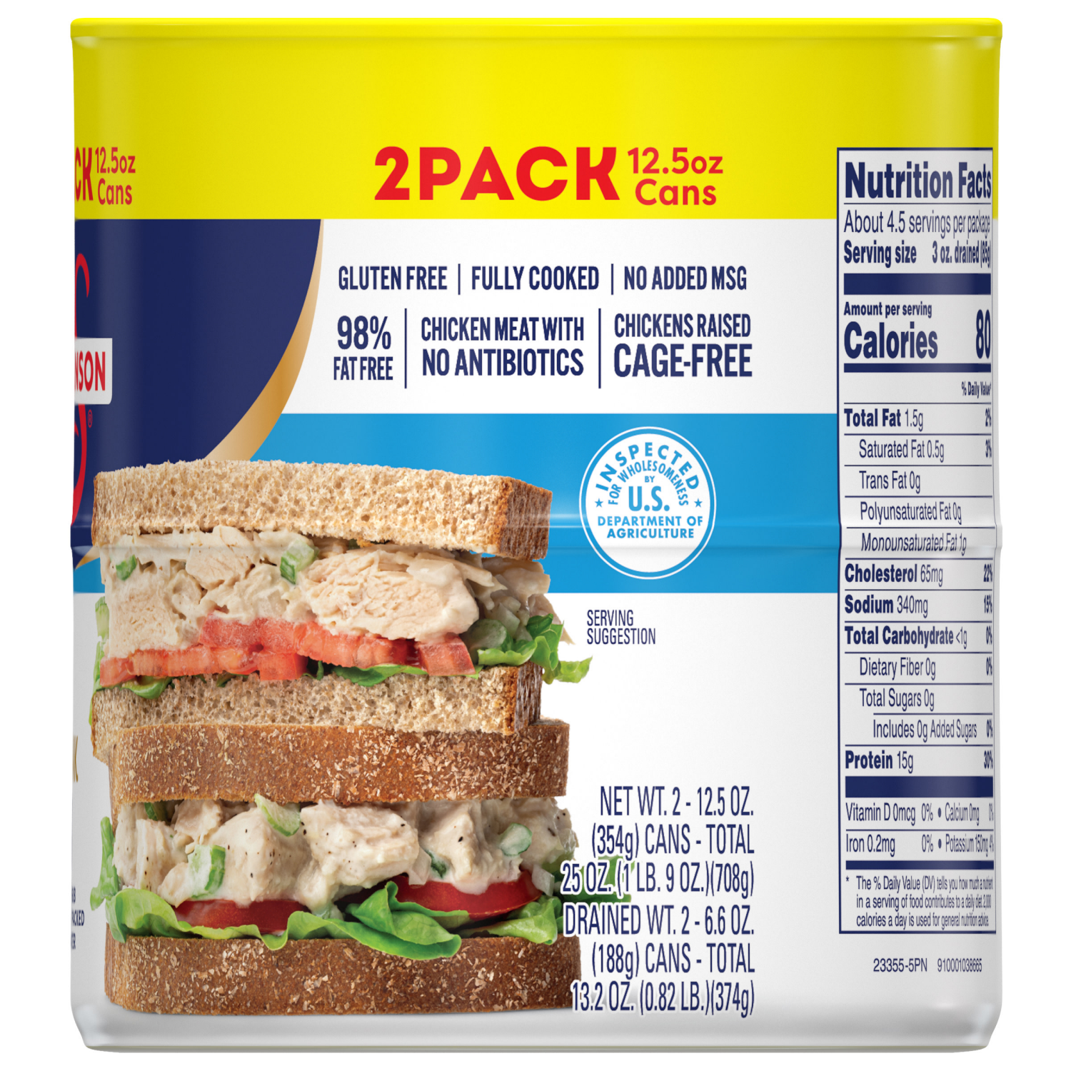 slide 2 of 8, Swanson White Premium Chunk Chicken Breast with Rib Meat in Water, 12.5 oz. (Pack of 2), 25.000 oz