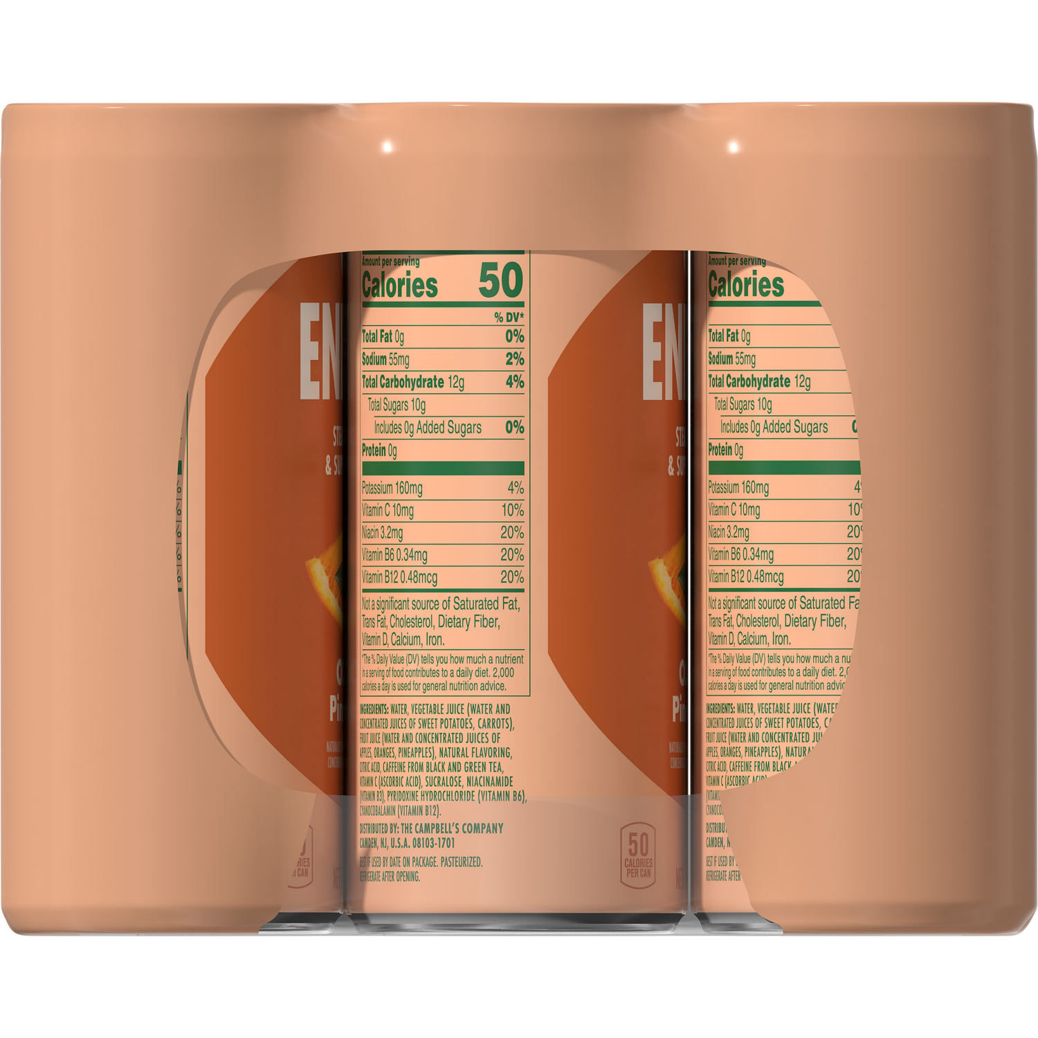 slide 2 of 8, V8 Energy Orange Pineapple Energy Drink, 8 fl oz Can (12 Pack), 96.000 fl oz