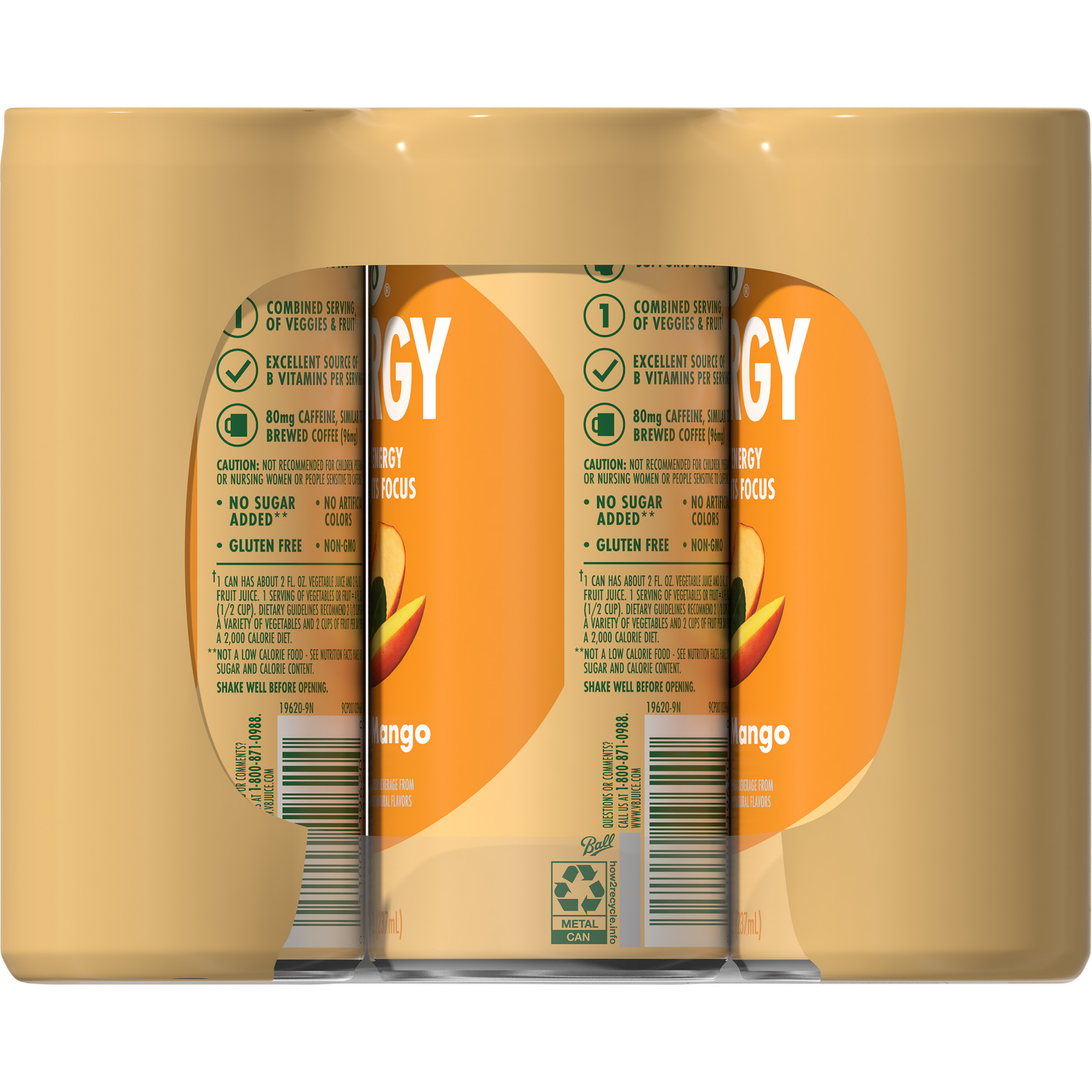 slide 4 of 8, V8 Energy Peach Mango Energy Drink, 8 fl oz Can (12 Pack), 96.000 fl oz