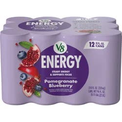 V8 Energy Pomegranate Blueberry Energy Drink, 8 fl oz Can (12 Pack)