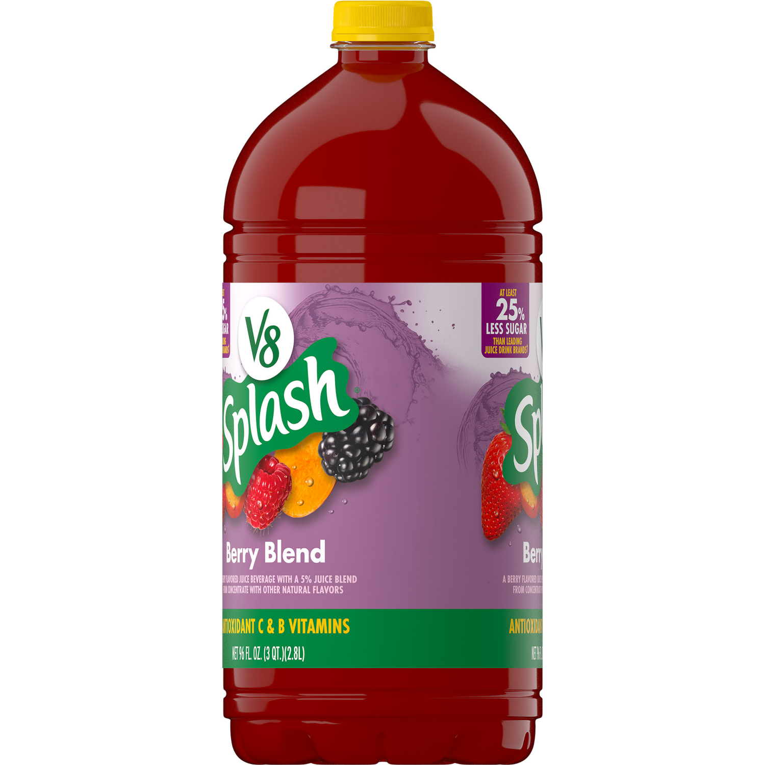 slide 7 of 7, V8 Splash Berry Blend Flavored Beverage, 96 fl oz Bottle, 96 fl oz