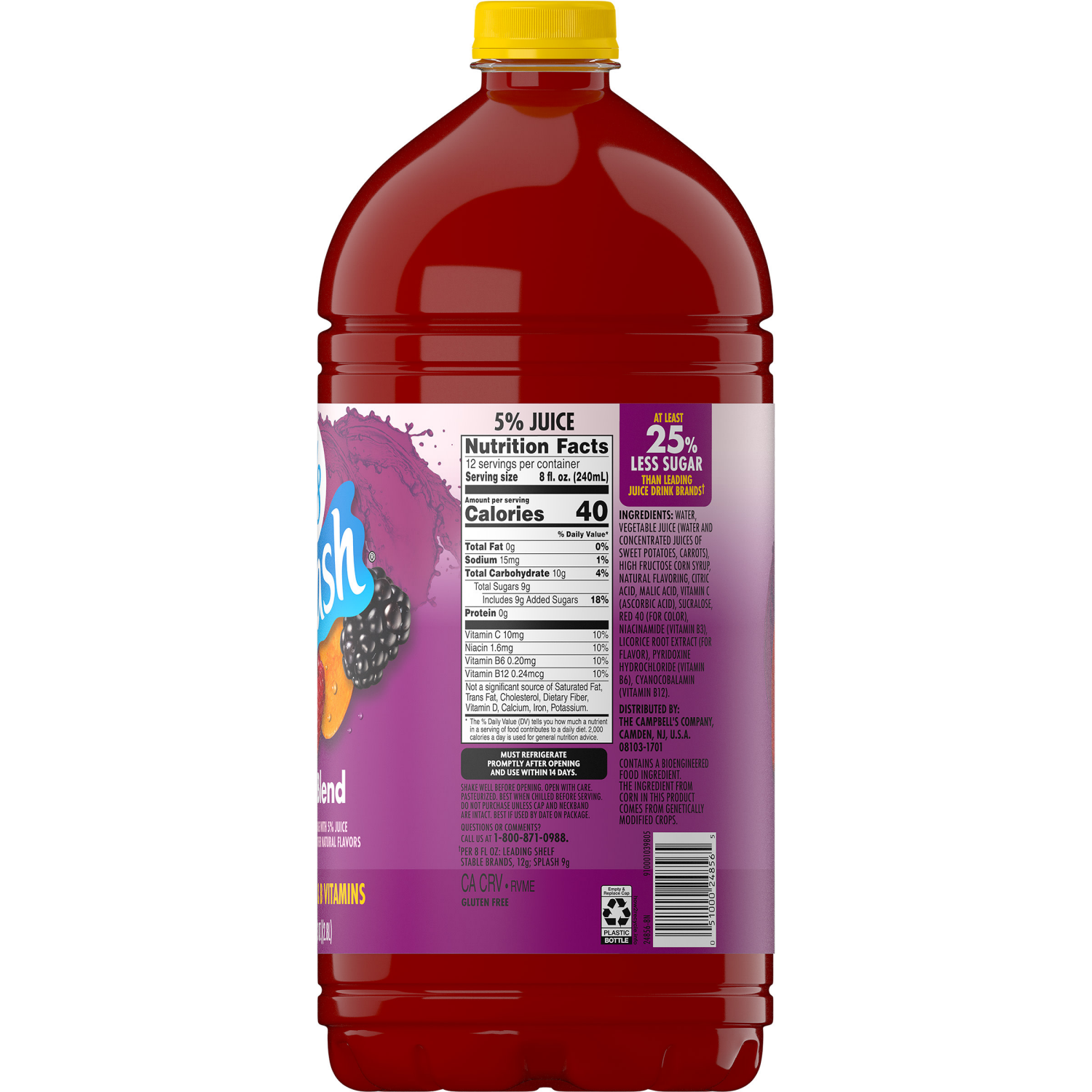 slide 5 of 7, V8 Splash Berry Blend Flavored Beverage, 96 fl oz Bottle, 96 fl oz