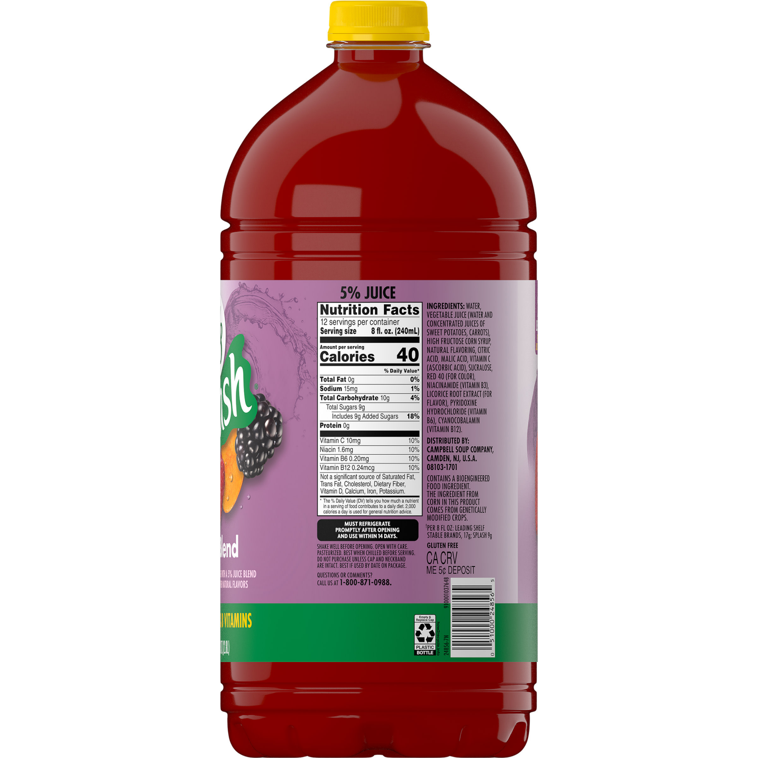 slide 6 of 7, V8 Splash Berry Blend Flavored Beverage, 96 fl oz Bottle, 96 fl oz