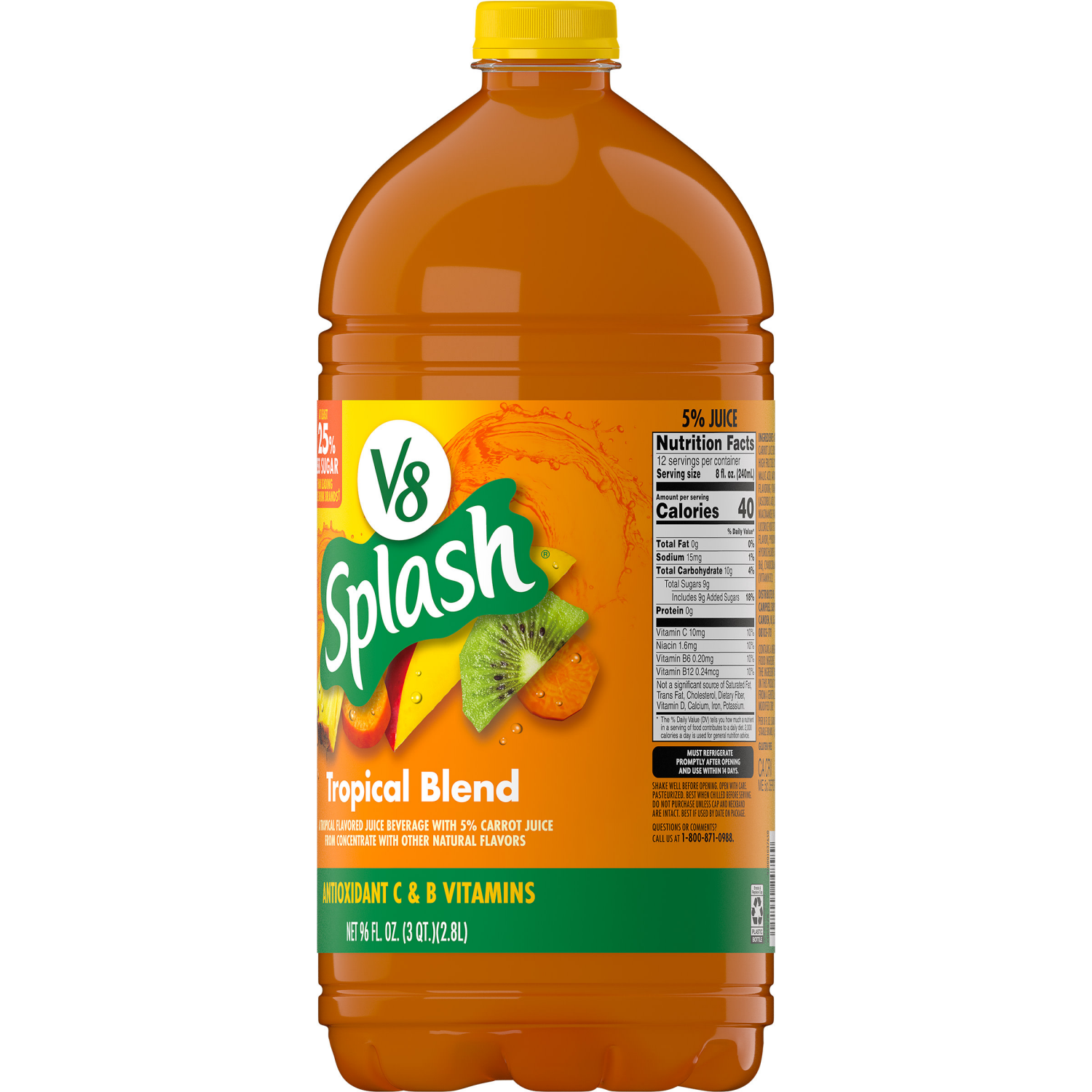 slide 2 of 5, V8 Tropical Blend Flavored Juice Beverage, 96 fl oz