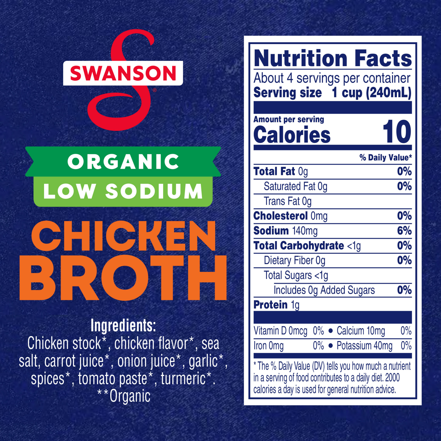 slide 2 of 8, Swanson Low Sodium Organic Chicken Broth, 32 oz Carton, 32 oz