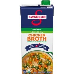 Swanson Low Sodium Organic Chicken Broth, 32 oz Carton
