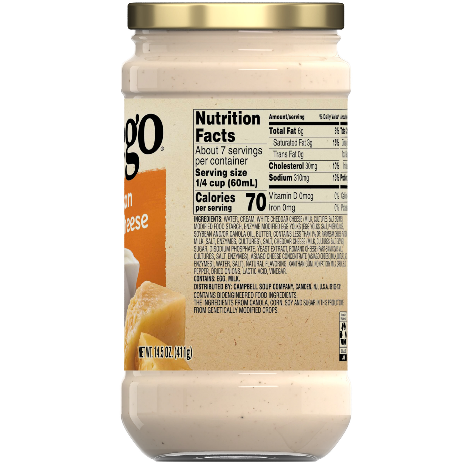 slide 2 of 8, Prego Artisan Four Cheese Alfredo Pasta Sauce, 14.500 oz