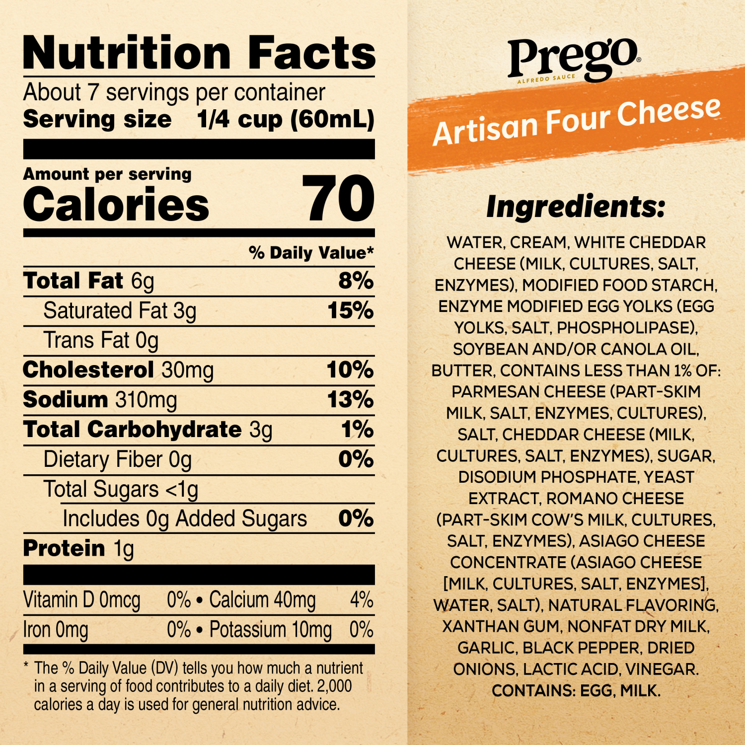 slide 4 of 8, Prego Artisan Four Cheese Alfredo Pasta Sauce, 14.500 oz