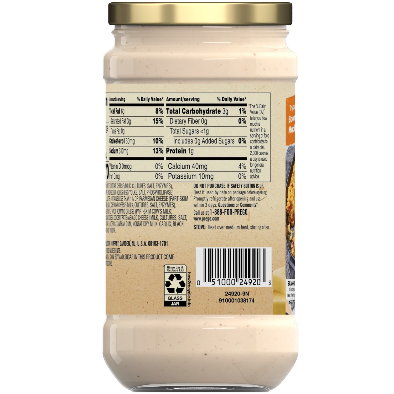 slide 5 of 8, Prego Artisan Four Cheese Alfredo Pasta Sauce, 14.500 oz