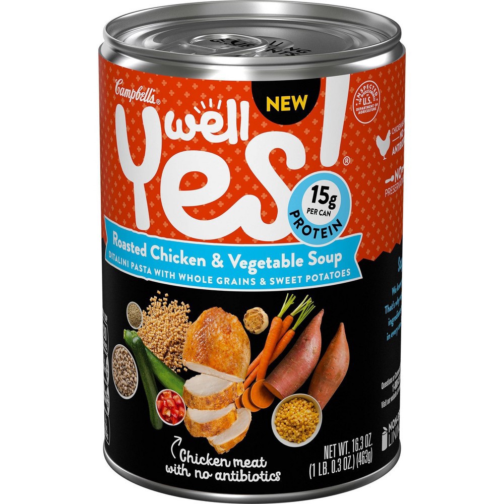 slide 6 of 6, Campbell's Well Yes! Roasted Chicken and Vegetable Soup, 16.3 Oz Can, 16.3 oz