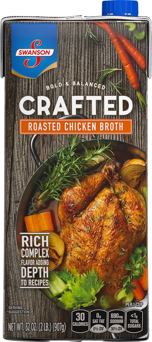 slide 3 of 10, Swanson Crafted Roasted Chicken Broth, 32 oz